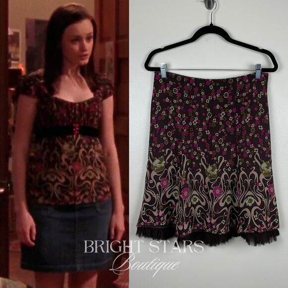 Dresses & Skirts - Rare Vintage Silk Floral Skirt ALT ASO Rory Gilmore Girls Brown Pink Y2K Vintage